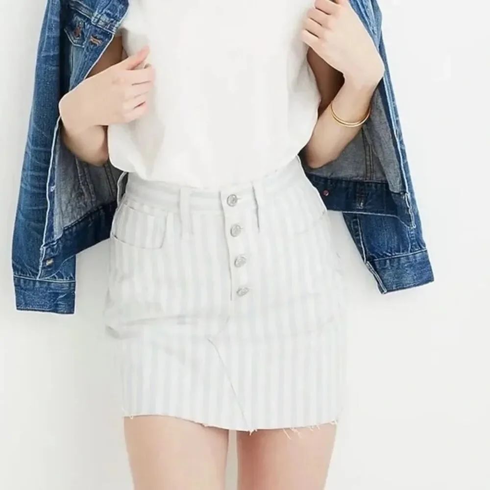 Madewell Stretch A-Line Mini Skirt in Pompano Stripe, women’s size 31